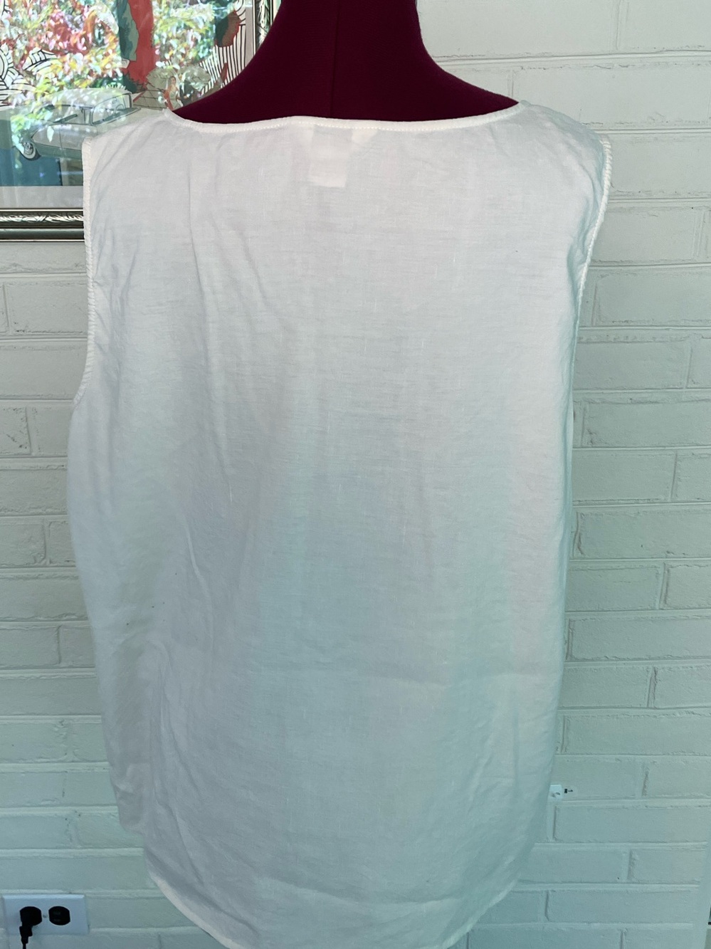 Citron Santa Monica Silk Linen Blend Tank - Off White - Size 1X - Picture 5 of 7